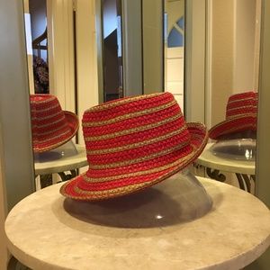 Eric Javits Red Striped Hat